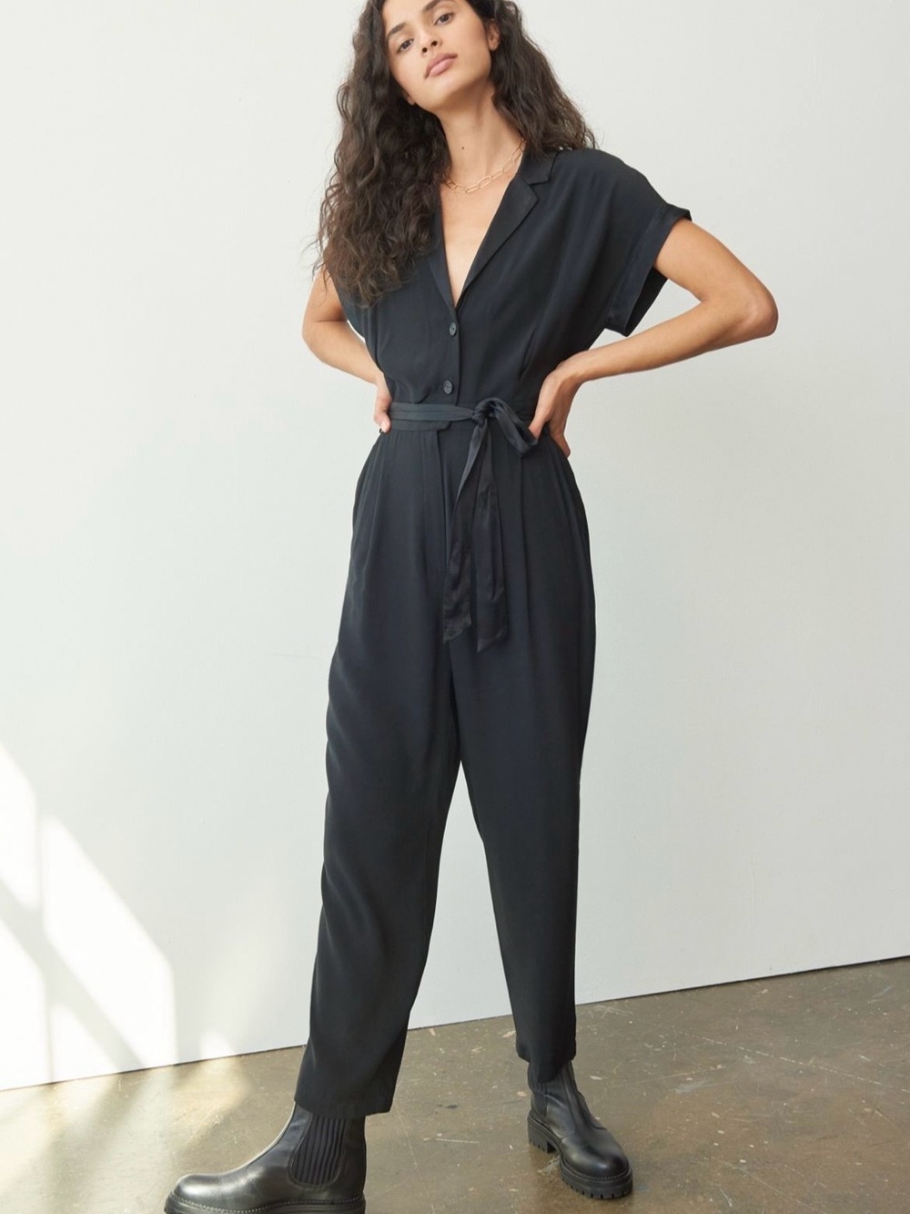 Maeve Anthropologie Rhodes Black Jumpsuit
